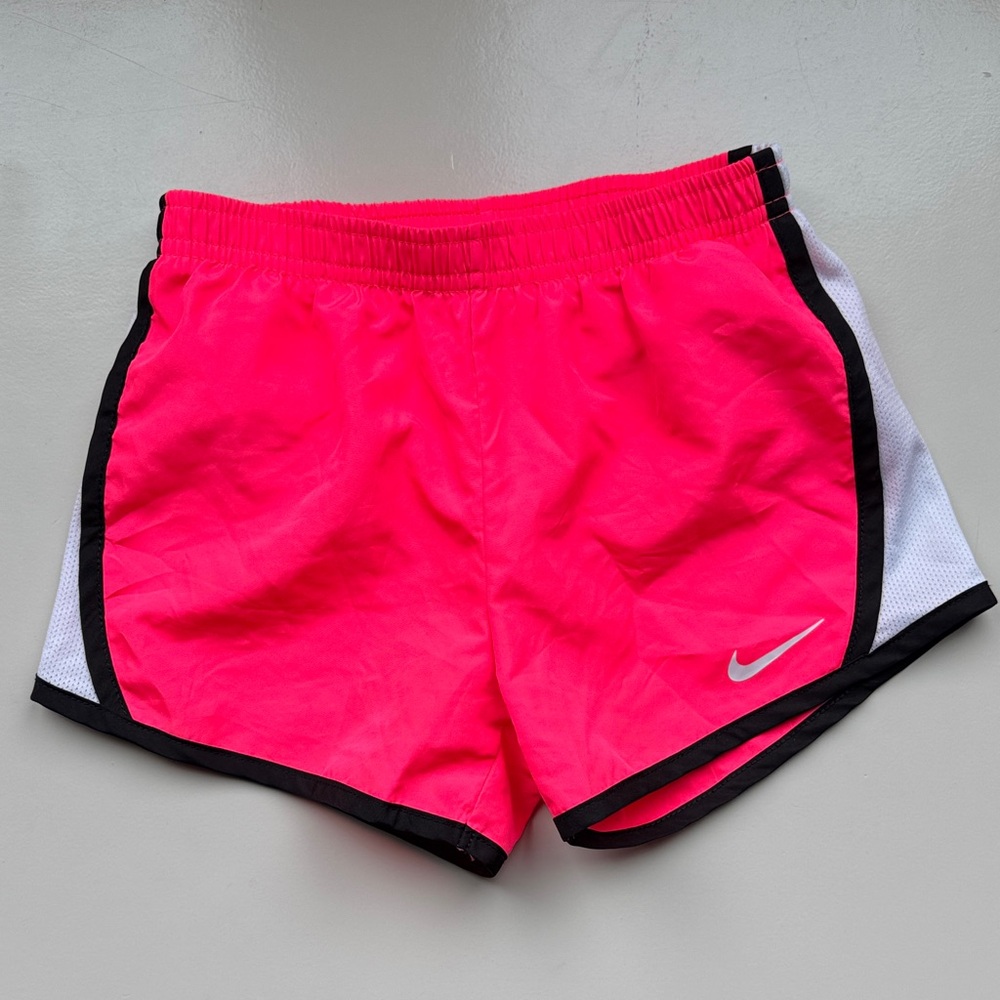 Nike Women's Neon Pink and White Athletic Shorts